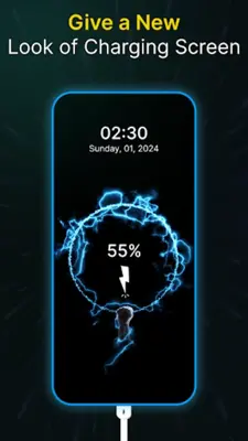 Battery charging animation, 3D android App screenshot 1